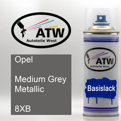 Opel, Medium Grey Metallic, 8XB: 400ml Sprühdose, von ATW Autoteile West.